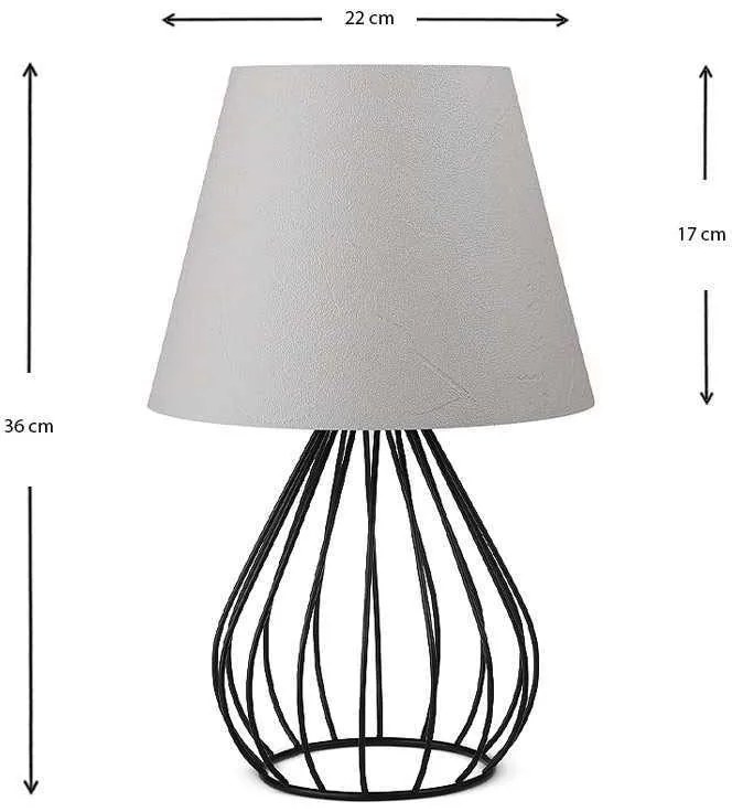 Φωτιστικό επιτραπέζιο Akerlind Megapap ύφασμα/Pvc/μέταλλο χρώμα ανοιχτό γκρι/μαύρο 22x17x36εκ.