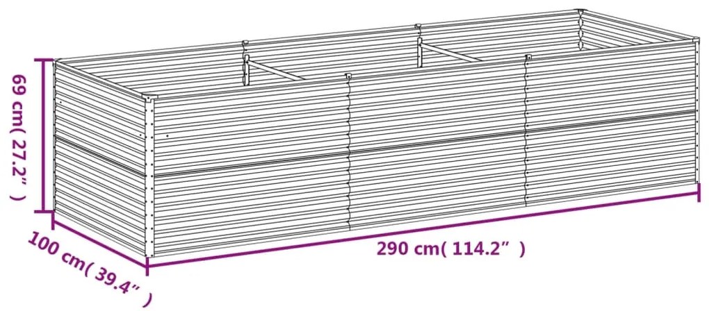 vidaXL Ζαρντινιέρα 290 x 100 x 69 εκ. από Ατσάλι Σκληρυθέν στον Αέρα