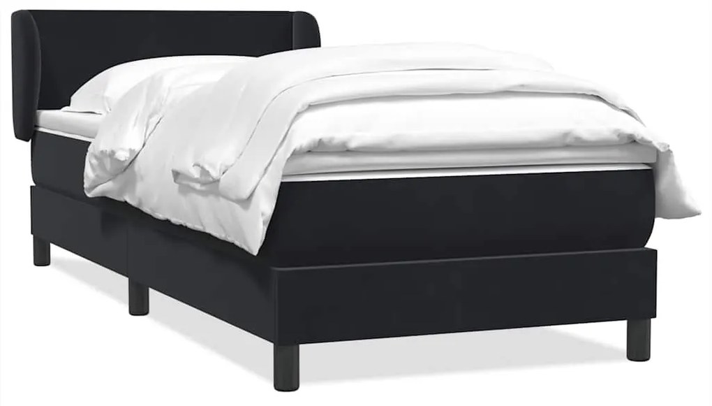 vidaXL Κρεβάτι Boxspring με Στρώμα Μαύρο 90x210 εκ. Βελούδινο