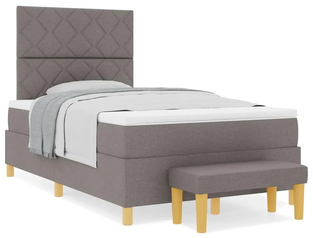 vidaXL Κρεβάτι με ελατήρια με στρώμα Taupe 120 x 190 cm ύφασμα