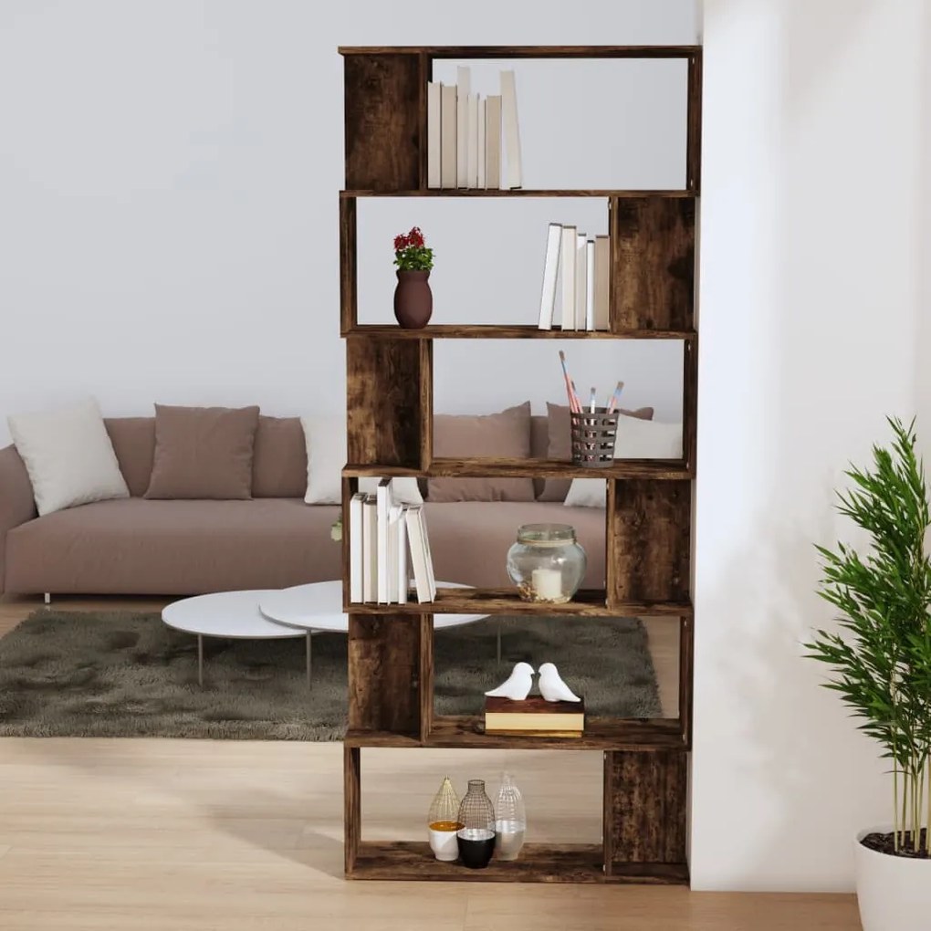 vidaXL Βιβλιοθήκη/Διαχωρ. Χώρου Καπνιστή Δρυς 80x24x192 εκ. Επεξ. Ξύλο