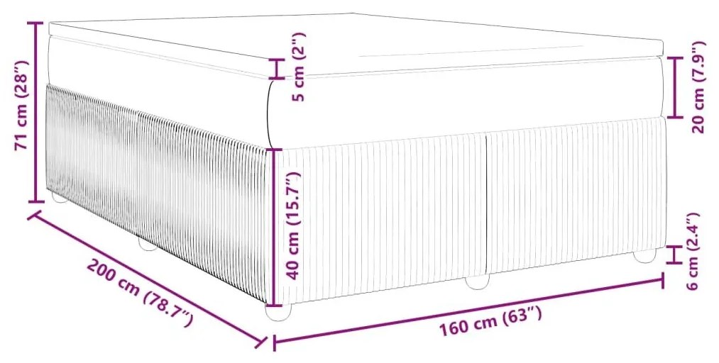 Κρεβάτι Boxspring με Στρώμα Μαύρο 160x200 εκ. Βελούδινο - Μαύρο