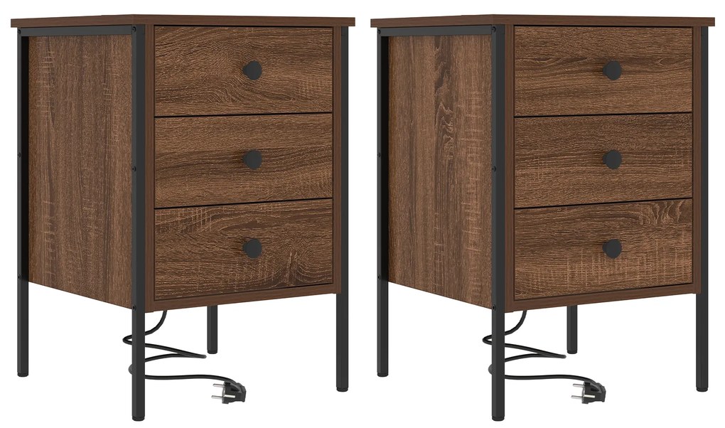 vidaXL Κουτιά Κρεβατοκάμαρας 2 pcs Καφέ δρυς 42 x 41 x 61 εκ