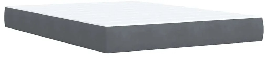 vidaXL Κρεβάτι Boxspring με Στρώμα Σκούρο Γκρι 140x200 εκ. Βελούδινο