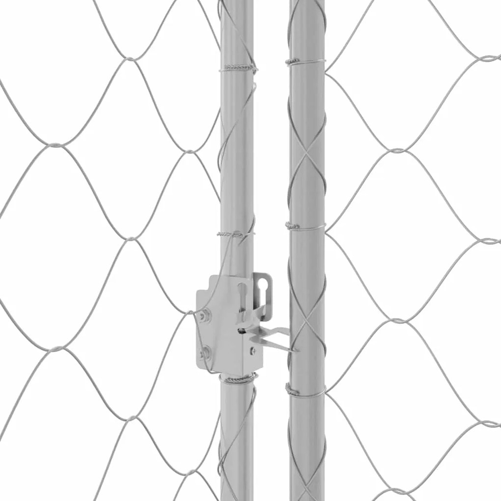 vidaXL Κλουβί σκύλου Ασημί 600 x 200 x 256 εκ. Επικαλυμμένος Χάλυβας