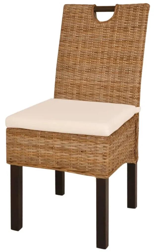 Καρέκλες Τραπεζαρίας 4 τεμ. από Ρατάν Kubu και Ξύλο Μάνγκο - Καφέ