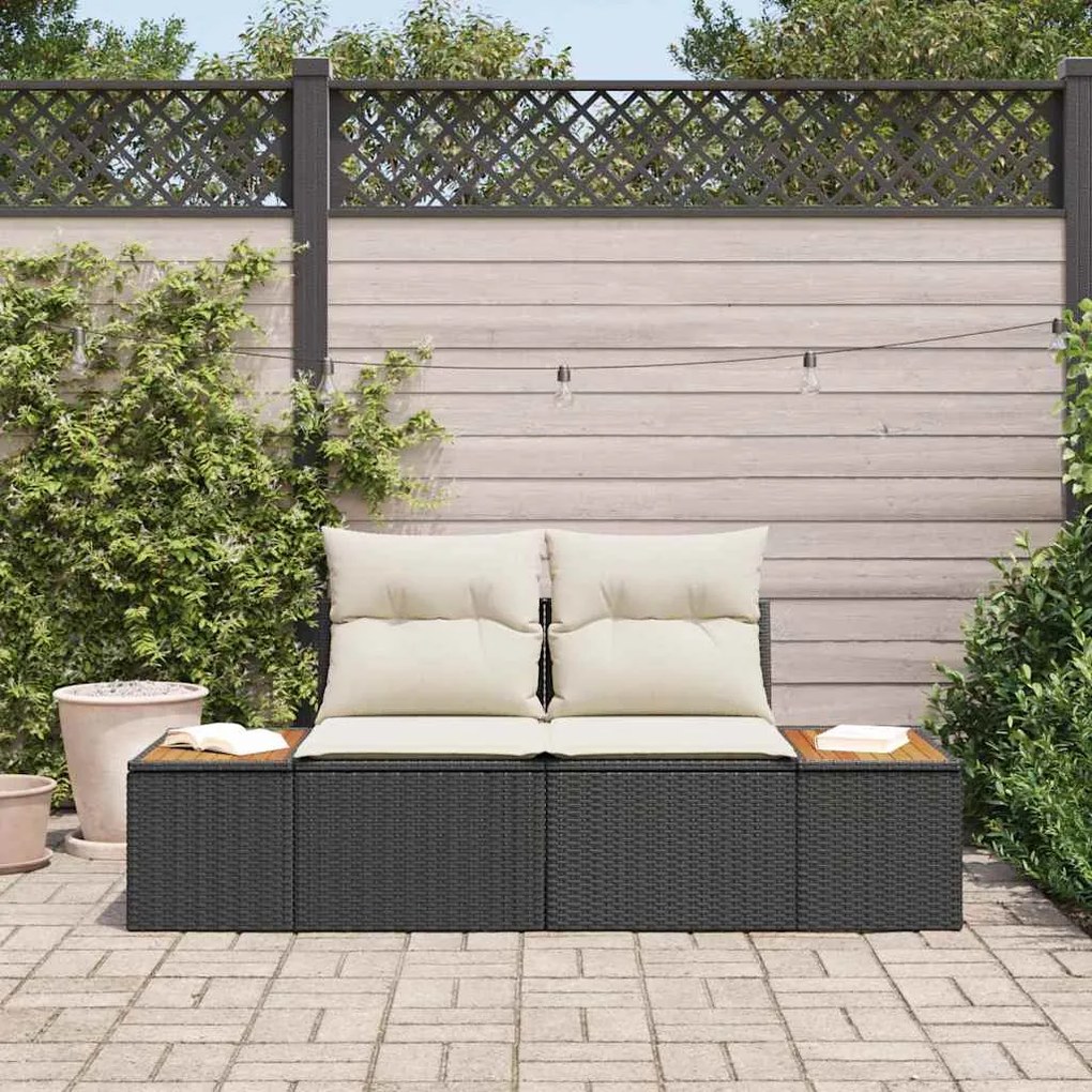 vidaXL Καναπές Κήπου Μαύρο 184 x 62 x 85εκ συνθετικό ρατάν