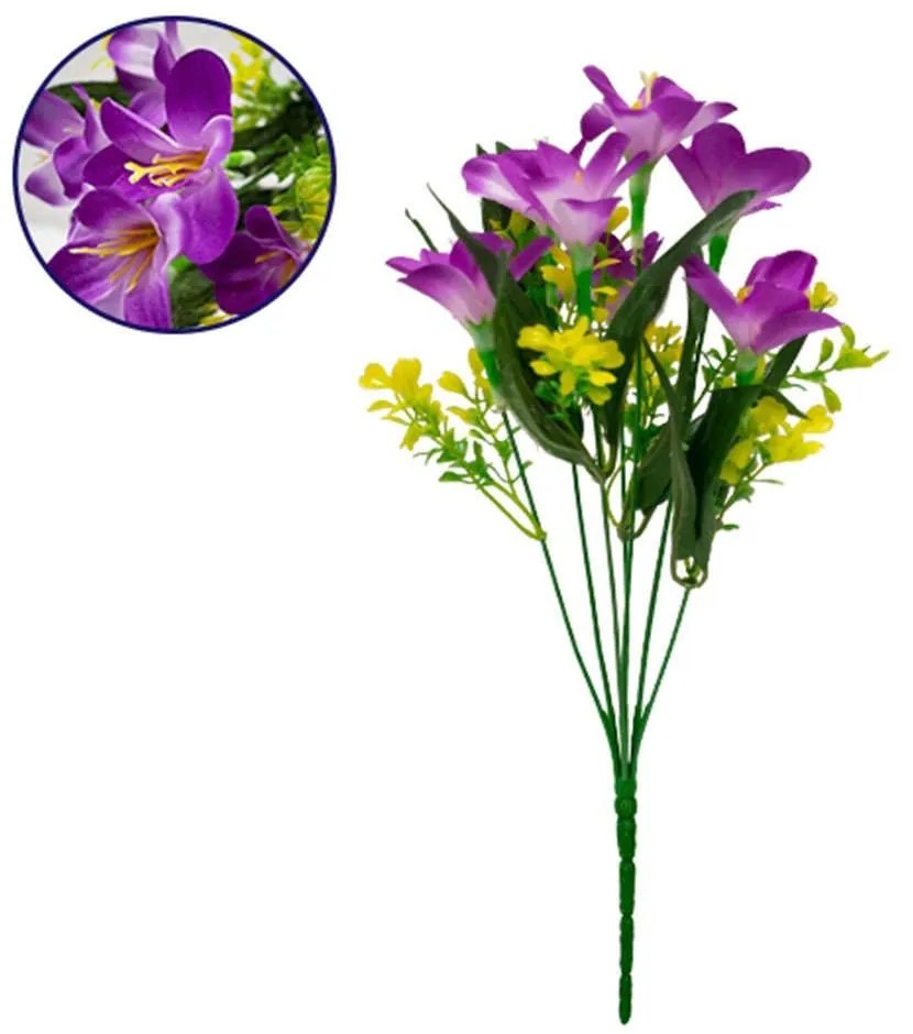 Διακοσμητικό Μπουκέτο Rain Lily 09084 15x15x33cm Yellow-Purple GloboStar Plastic