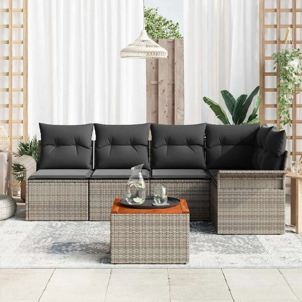 vidaXL Σετ Καναπέ Κήπου 6 pcs Γκρι Πολυ ράταν