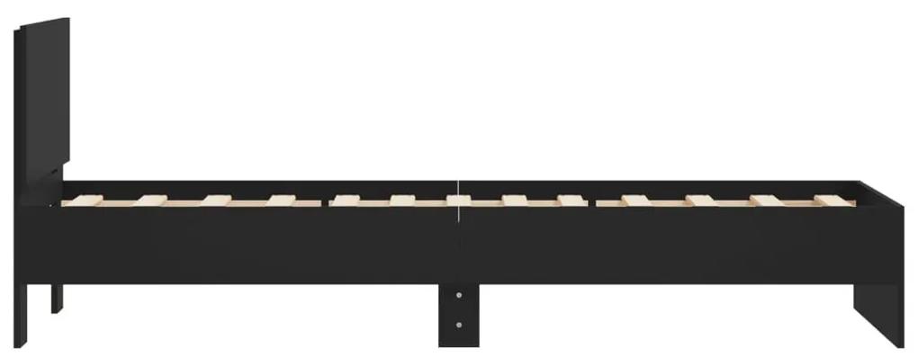 Πλαίσιο Κρεβατιού με Κεφαλάρι Μαύρο 75x190 εκ. Επεξ. Ξύλο - Μαύρο