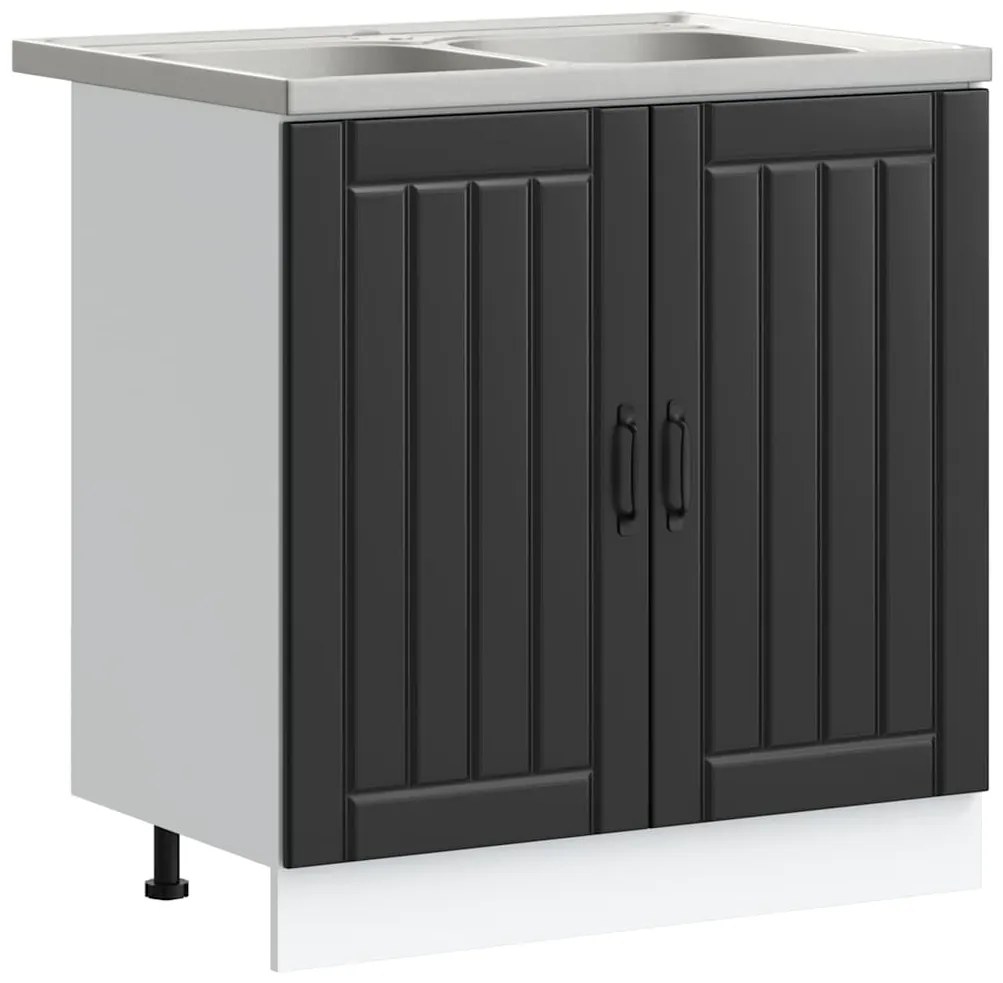 vidaXL Ντουλάπα Κουζίνας με αποθήκευση 2 pcs Μαύρο 80 x 46 x 81.5 εκ