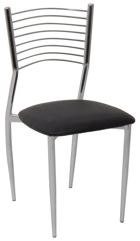 WOODWELL ΕΜ935,2VIVIAN Καρέκλα Μέταλλο Χρώμιο, ΡVC Μαύρο 40x44x83cm ΕΜ935,2