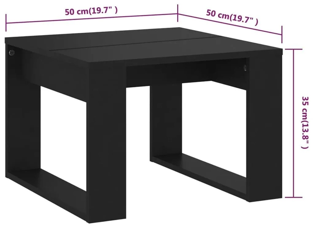 Τραπέζι Βοηθητικό Μαύρο 50 x 50 x 35 εκ. από Επεξεργ. Ξύλο - Μαύρο