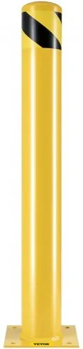 VEVOR Safety Bollard, 36 Inch Height Bollard Post, 4.5 Inch Diameter Steel Pipe Safety Bollard Post, Yellow Steel Bollard, Steel Safety Bollard with 8 Anchor Bolts, Perfect for Traffic-Sensitive Area