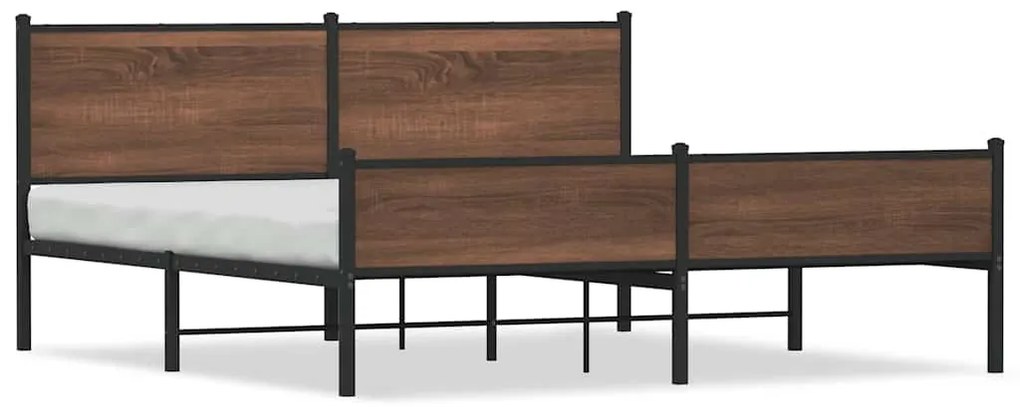 vidaXL Σκελετός Κρεβ. Χωρίς Στρώμα Καφέ Δρυς 160x200 εκ. Μεταλλικό