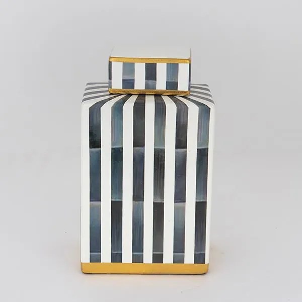 ΒΑΖΟ ΜΕ ΚΑΠΑΚΙ, ΚΕΡΑΜΙΚΟ, ΜΠΛΕ & ΜΑΥΡΟ,13x8x22cm|752-20097