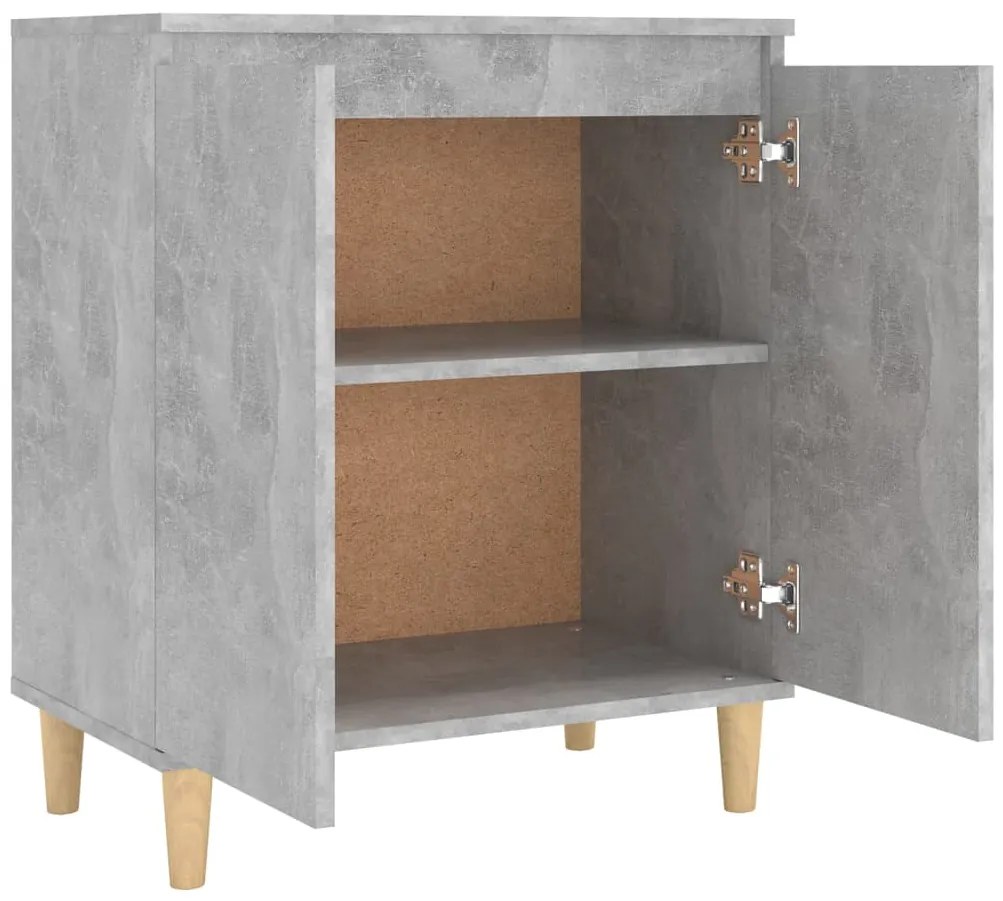 vidaXL Ντουλάπι Γκρι Σκυρ. 60x35x70 εκ. Μασίφ Ξύλινα Πόδια Επεξ. Ξύλο