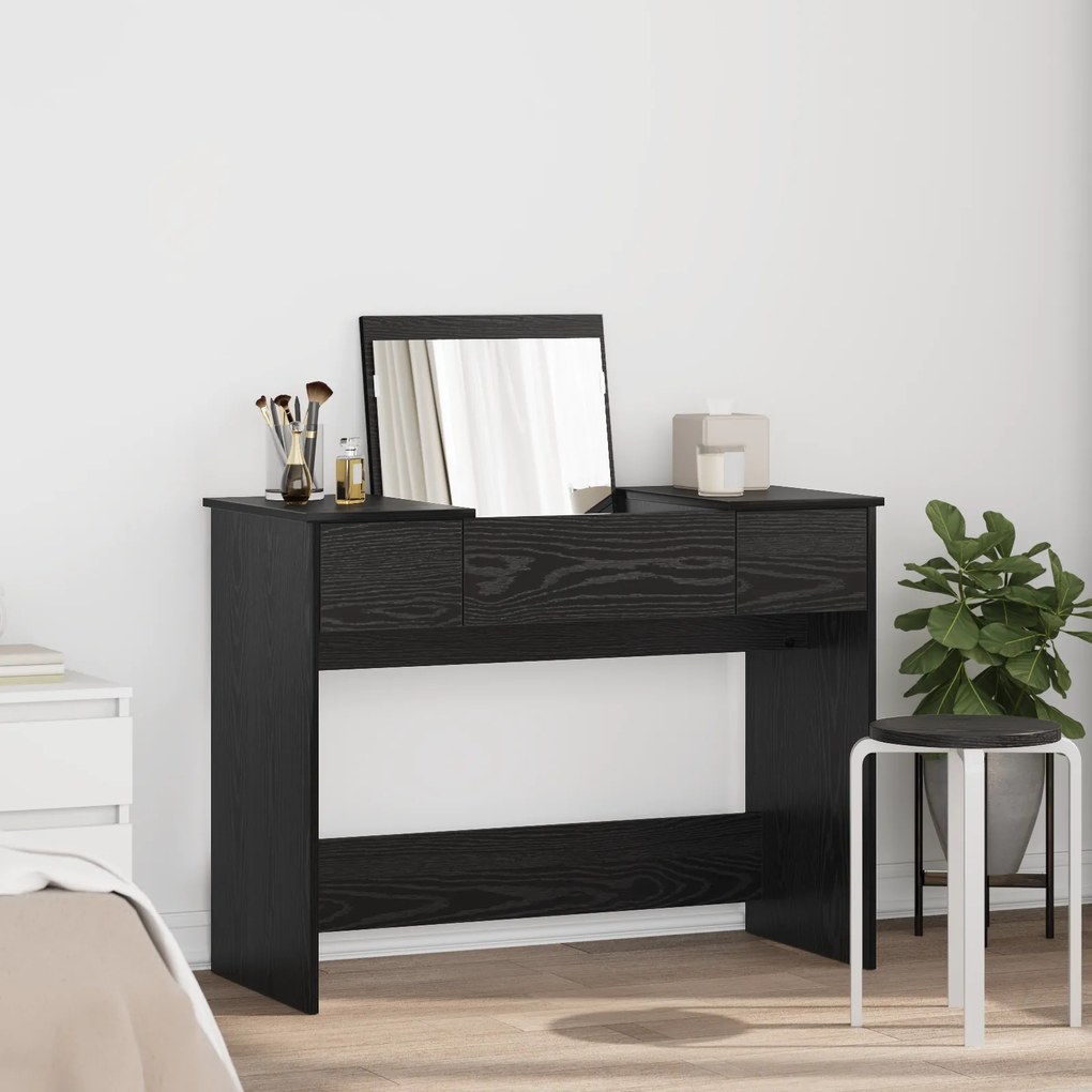 vidaXL Τουαλέτα με Καθρέφτη Μαύρη Κερασιά 100x45x76 εκ.