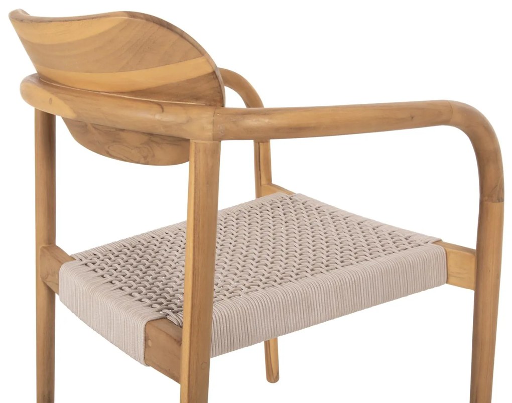 Πολυθρόνα OSLO Ξύλο Teak Φυσικό και Μπέζ Σχοινί 55x54x80Yεκ. 55x54x80 εκ.