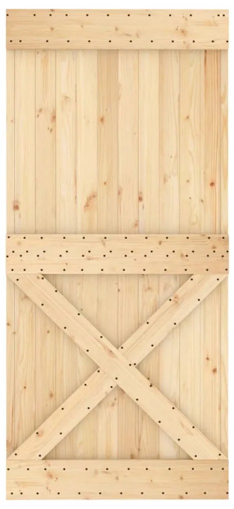 vidaXL Συρόμενη Μεσόπορτα με Μηχανισμό 95 x 210 εκ. Μασίφ Ξύλο Πεύκου