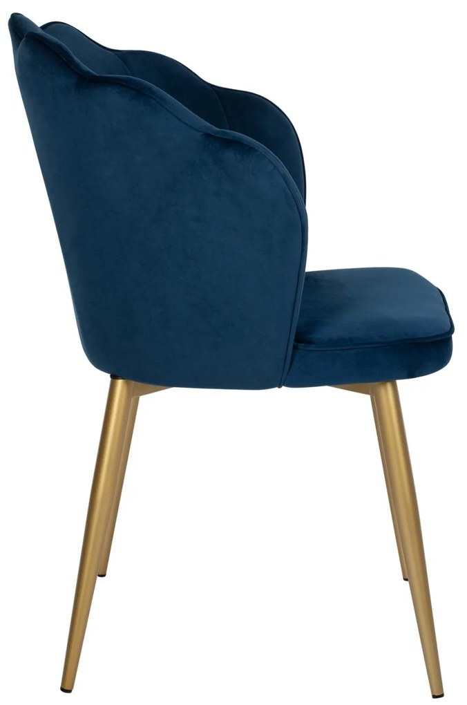 Καρέκλα AVIE C8737.08 με Χρυσά Μεταλλικά πόδια και Βελούδο Μπλέ 48x48x85εκ. 2αδα 48x48x85 εκ.