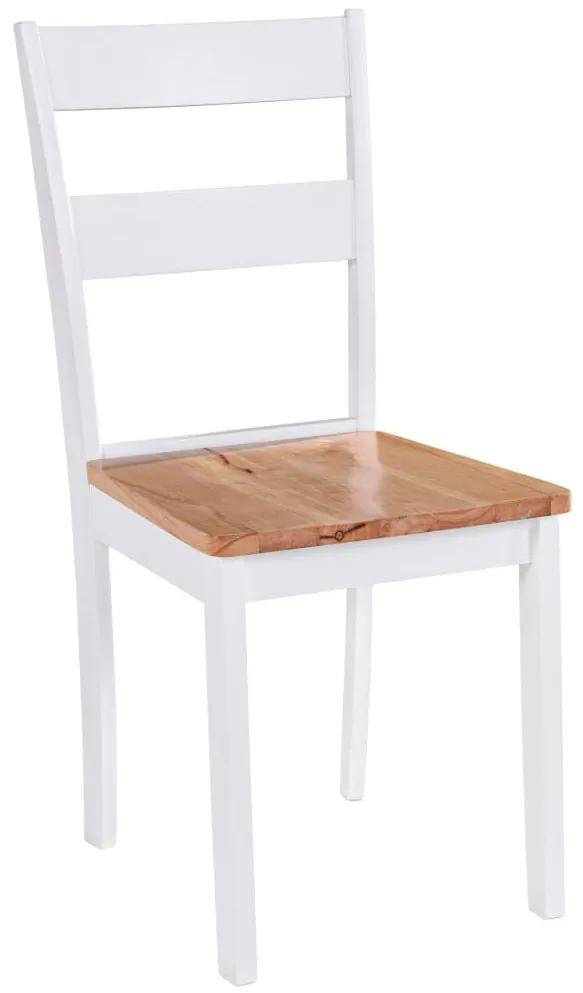 Καρέκλες Τραπεζαρίας 2 τεμ. Λευκές Μασίφ Ξύλο Καουτσουκόδεντρου - Λευκό