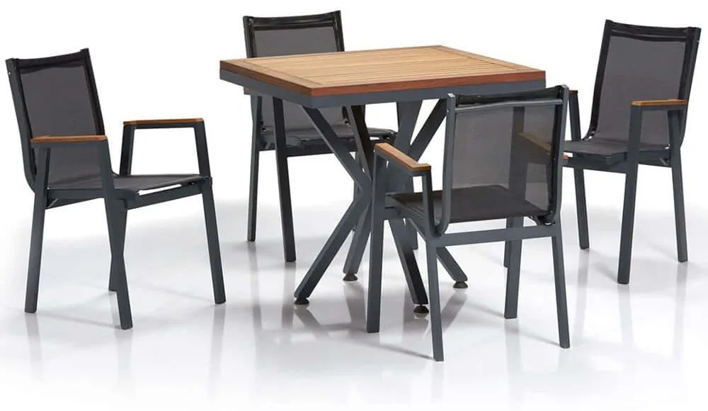 Τραπεζαρία Κήπου Samara (Σετ 5Τμχ) 561CLR1306 94x94x78cm Walnut-Black 4 Θέσεων