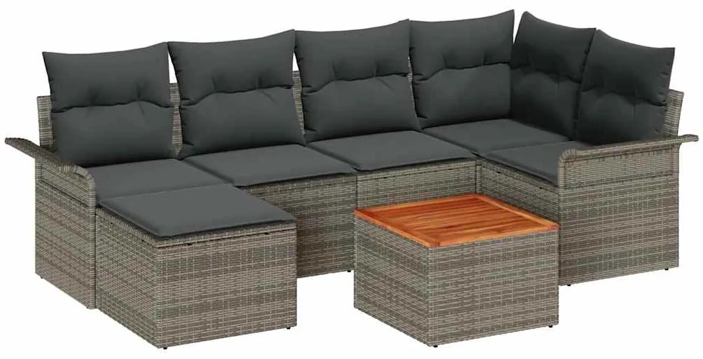 vidaXL Σετ Καναπέ Κήπου 7 pcs Γκρι Πολυ ράταν