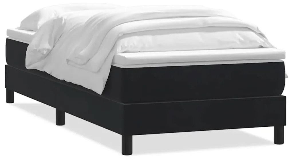 vidaXL Κρεβάτι Boxspring με Στρώμα Μαύρο 80x220 εκ. Βελούδινο