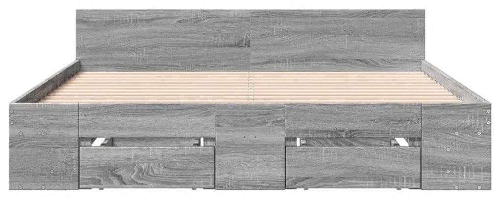 Πλαίσιο Κρεβατιού με Συρτάρια Γκρι Sonoma 150x200εκ. Επεξ. Ξύλο - Γκρι