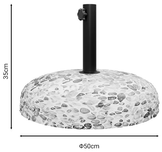 Βάση ομπρέλας Nimbus τσιμέντο ψηφιδωτή 25kg Φ50εκ 50x50x35 εκ.