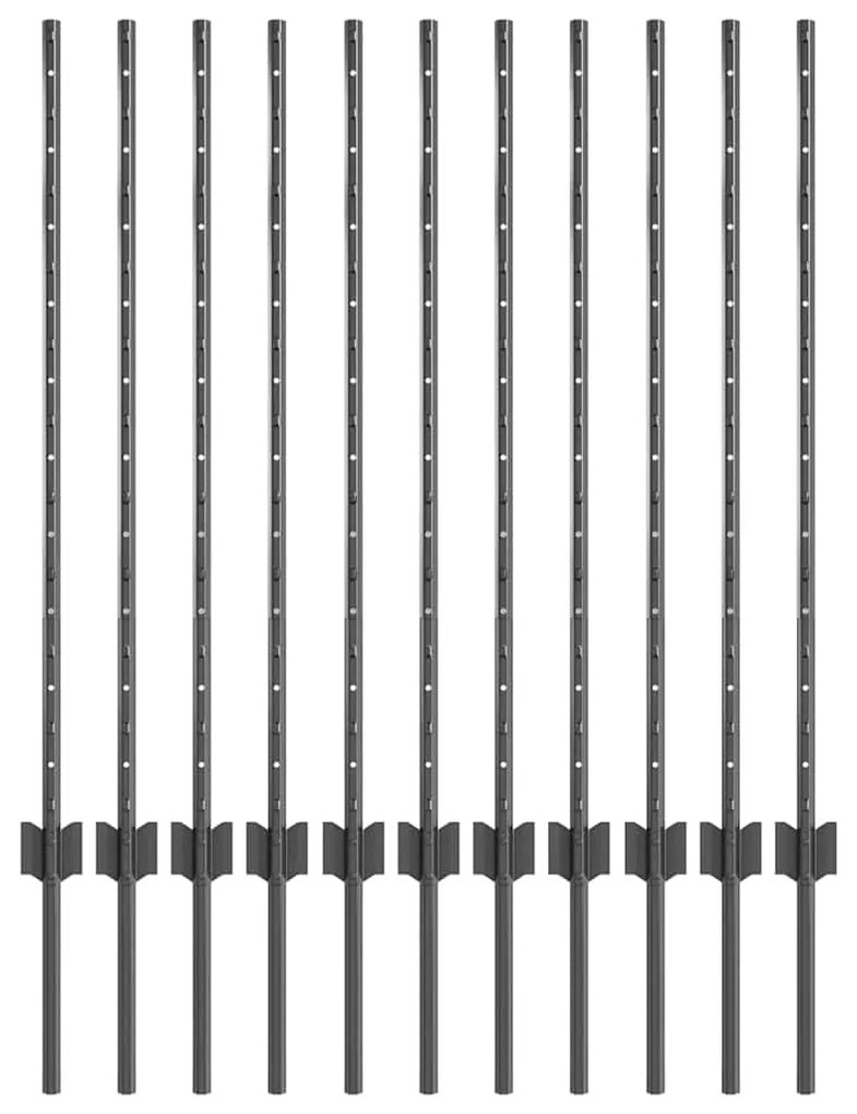 vidaXL Πό posts φράχτη 22 pcs Γκρι 100 cm Ατσάλι