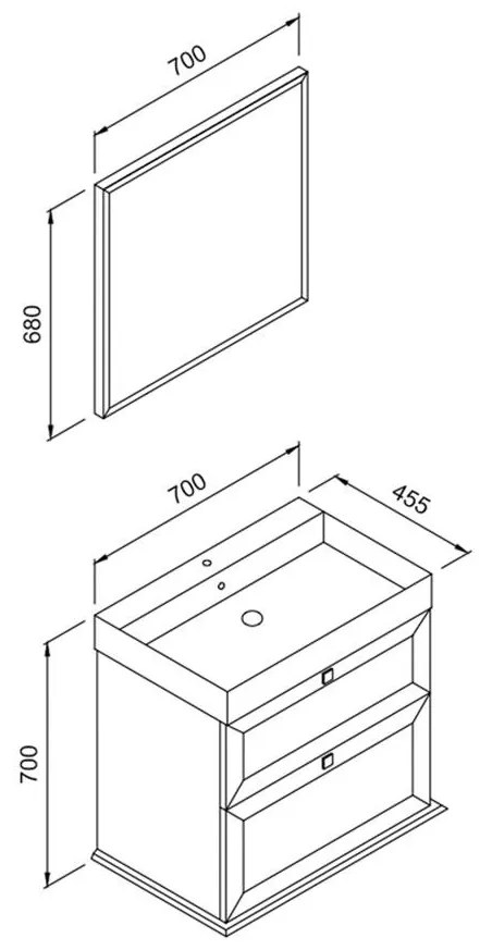 Σετ μπάνιου STELLA 70 Γκρί Ματ 70x45.5x160 εκ.