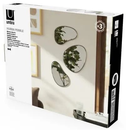 Σετ 3 καθρέπτες Umbra Hubba Pebble titanium (2x20x28)+(1x31x26)