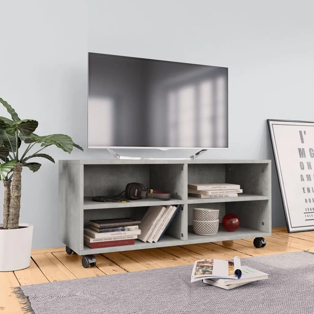 Έπιπλο TV με Ρόδες Γκρι Σκυροδέματος 90x35x35 εκ. Μοριοσανίδα - Γκρι