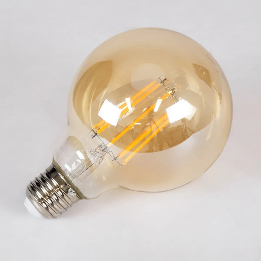 GloboStar 99041 LED Long Filament Bulb E27 G95 Globe 12W 1080lm 360° AC 220-240V IP20 D9.5 x H13.5cm Ultra Θερμό Λευκό 2200K με Μελί Γυαλί - Dimmable - 3 Years Warranty - 99041