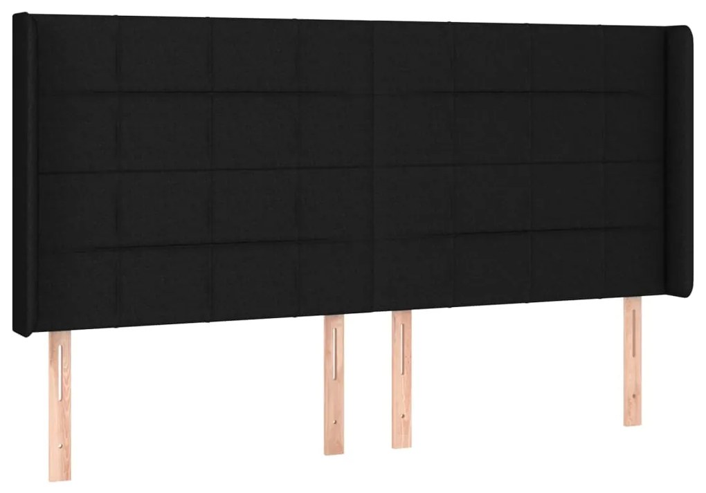Κεφαλάρι με Πτερύγια Μαύρο 183x16x118/128 εκ. Υφασμάτινο 3119596