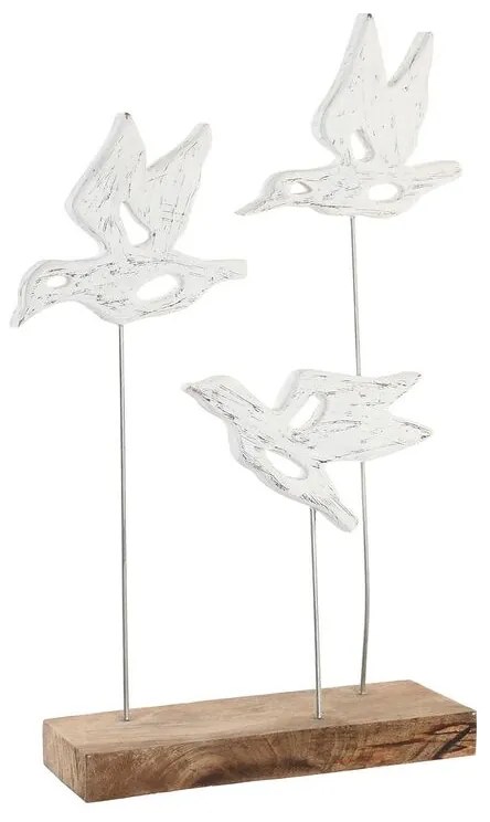 Διακοσμητική Φιγούρα DKD Home Decor Καφέ Λευκό Σίδερο Ξύλο από Μάνγκο Πουλιά (32 x 10 x 51 cm)