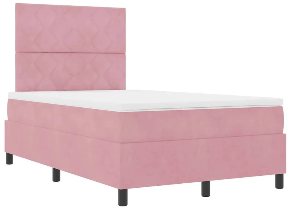 vidaXL Κρεβάτι με ελατήρια με στρώμα Ροζ 120 x 200 cm Βελούδο