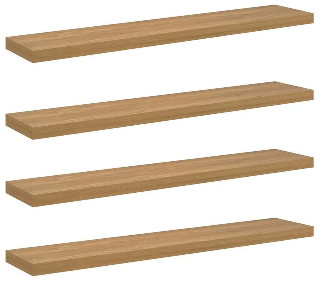 vidaXL Ράφι Τοίχου 4 pcs Καφέ 120 x 23,5 x 4 εκ Επεξεργασμένο ξύλο