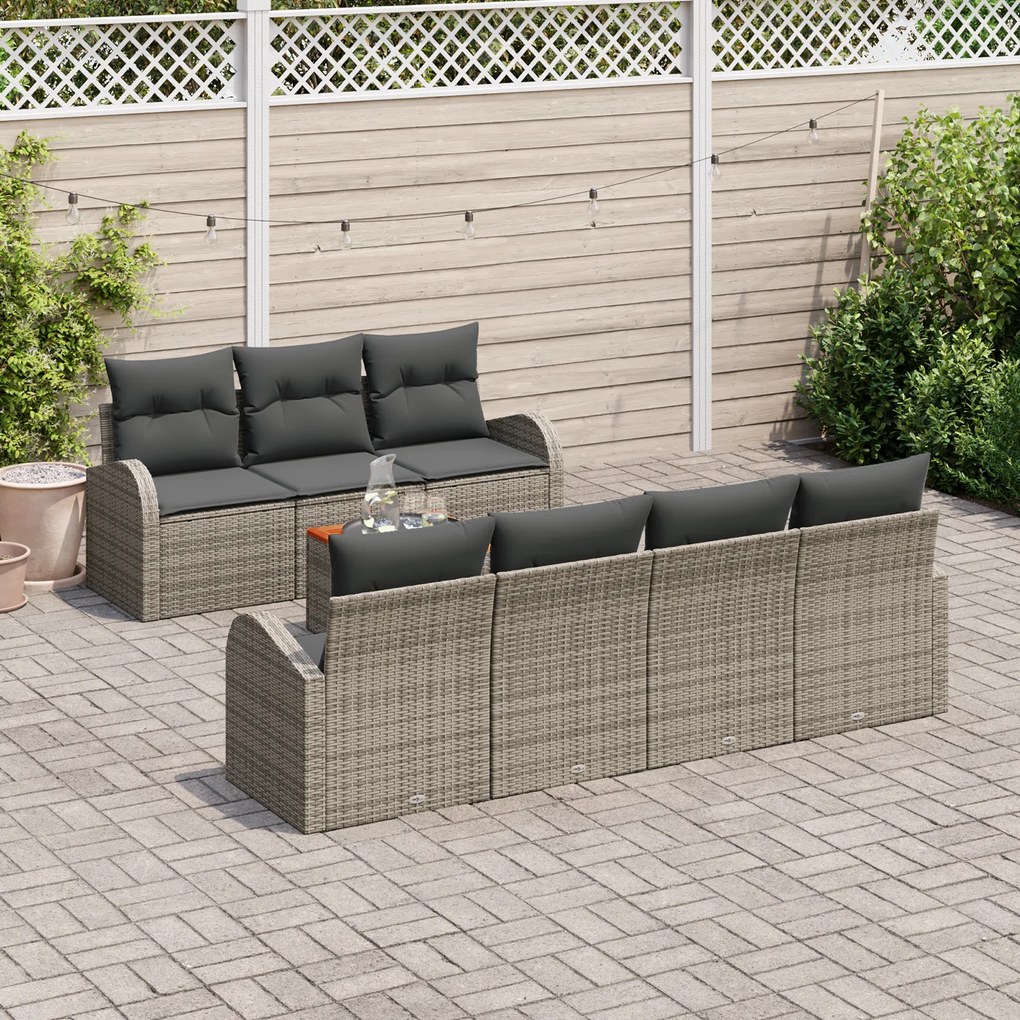 vidaXL Σετ Καναπέ Κήπου 8 pcs Γκρι Μεγάλο Πολυ-ρακί, Χάλυβας