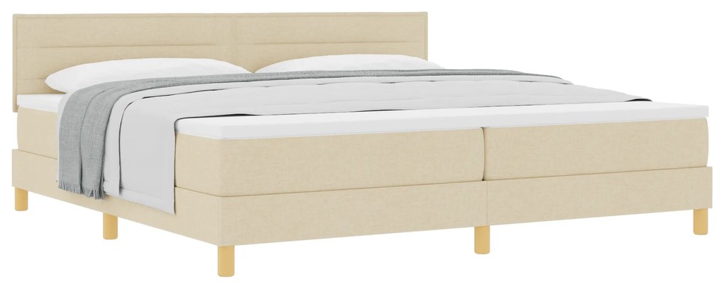 vidaXL Κρεβάτι box spring με στρώμα με στρώμα Κρεμ 200 x 200 cm ύφασμα