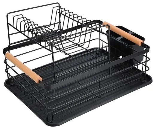 Estia Πιατοθήκη Διώροφη Bamboo Essentials Μεταλλική Με Λαβές 41x30x20cm Μαύρη 01-23546