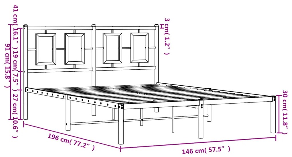 ΠΛΑΙΣΙΟ ΚΡΕΒΑΤΙΟΥ ΜΕ ΚΕΦΑΛΑΡΙ ΛΕΥΚΟ 140X190 ΕΚ. ΜΕΤΑΛΛΙΚΟ 374290