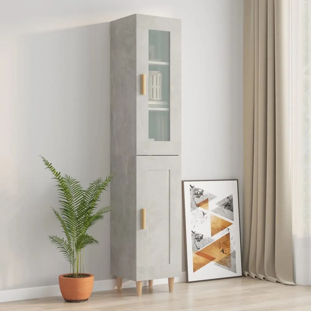 vidaXL Ντουλάπι Γκρι Σκυροδέματος 34,5x34x180 εκ. Επεξεργασμένο Ξύλο