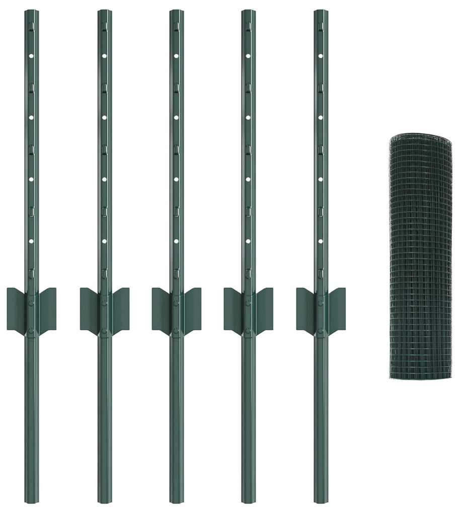 vidaXL Φράκτης  Welded Wire με 5 U Posts Πράσινος 0.4x10 μ Ατσάλι
