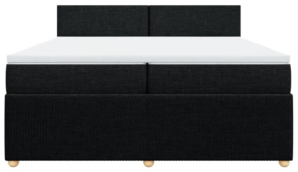 vidaXL Κρεβάτι Boxspring με Στρώμα Μαύρο 200x200 εκ. Υφασμάτινο