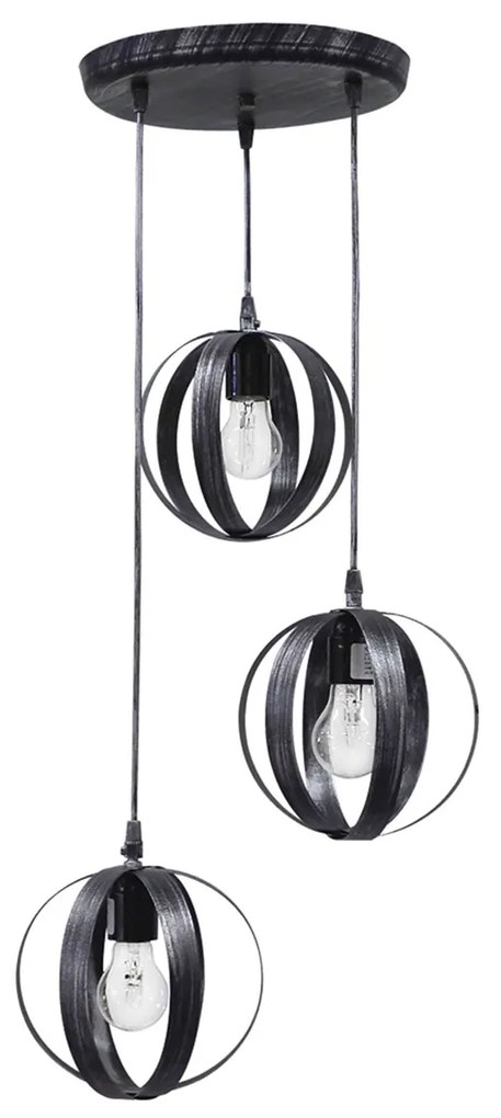 Φωτιστικό Οροφής Τρίφωτο Heronia Lama Black 34-0085