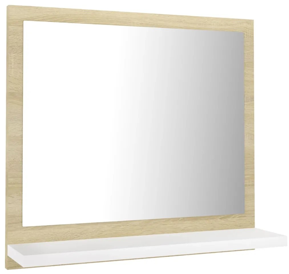 vidaXL Καθρέφτης Μπάνιου Λευκό/Sonoma Δρυς 40x10,5x37 εκ. Μοριοσανίδα