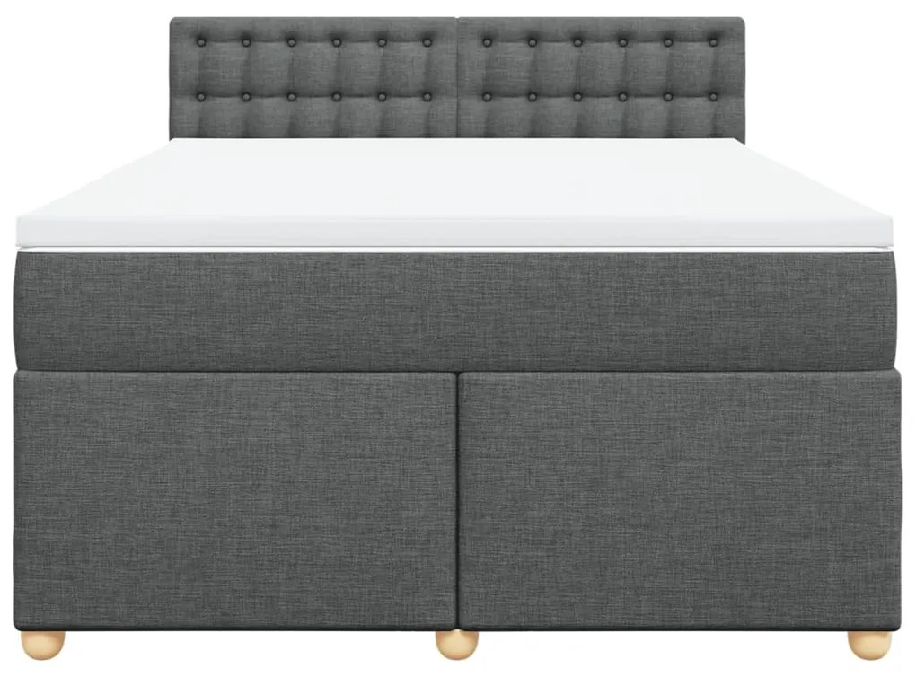 vidaXL Κρεβάτι Boxspring με Στρώμα Σκούρο Γκρι 140x190 εκ. Υφασμάτινο